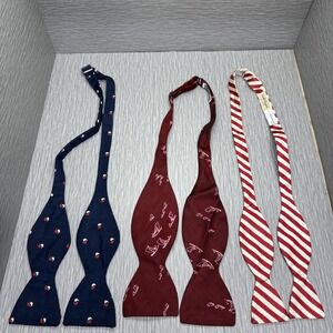 Lot‎ of 3 Men's Silk Self Tie Bow Ties Nautical Anchor Stripe Sailboat Classic